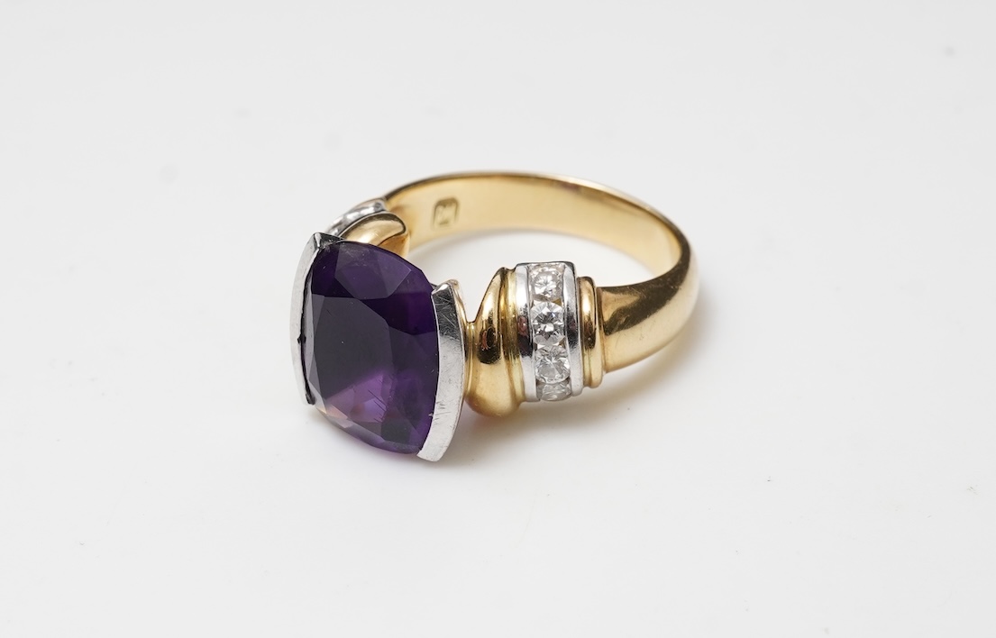 An amethyst and diamond ring